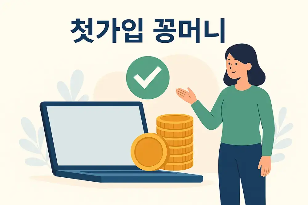 첫가입 꽁머니 개념 안내 일러스트