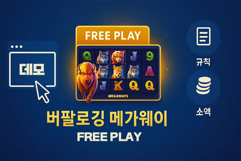 버팔로킹 메가웨이 무료 데모 플레이 화면 – Pragmatic Play 공식 사이트에서 체험 가능한 6릴 메가웨이 슬롯, 무료 모드로 프리스핀과 보너스 기능 연습