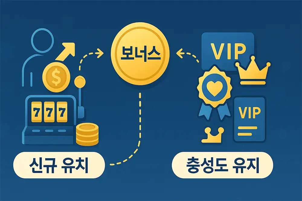 온라인 카지노 보너스 핵심 목적 – 신규 플레이어 유치, 기존 플레이어 유지, 입금 보너스·무료 스핀·VIP 프로그램 전략 활용
