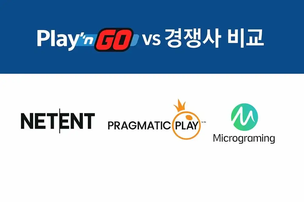 Play’n Go vs 경쟁사 비교 – NetEnt, Pragmatic Play, Microgaming 로고 심플 비교