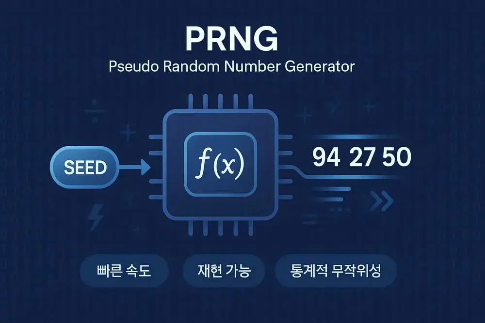 PRNG 예시 이미지, 수학적 알고리즘으로 생성된 난수열과 시드(seed) 개념