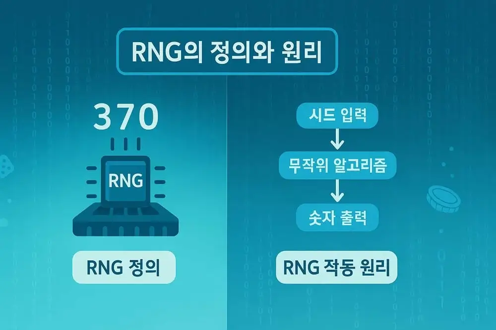RNG 작동 원리 시각화, 칩에서 난수가 발생하고 슬롯머신과 룰렛으로 전달되는 흐름