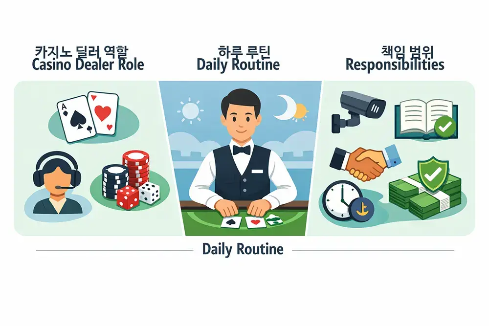 카지노 딜러란? 하는 일·하루 루틴·책임 범위 핵심 정리